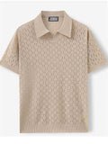 Male's Summer Casual Cool Solid Color Hollow Short Sleeve Knitted Shirts