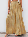 Summer Women's Holiday Style Print Tie-waist Wide Leg Pants