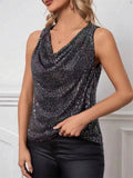 Women's Summer Sexy V-Neck Sequined Sleeveless Shirt