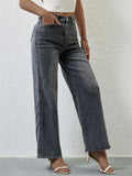 Women's Casual High Rise Straight Leg Denim Pants