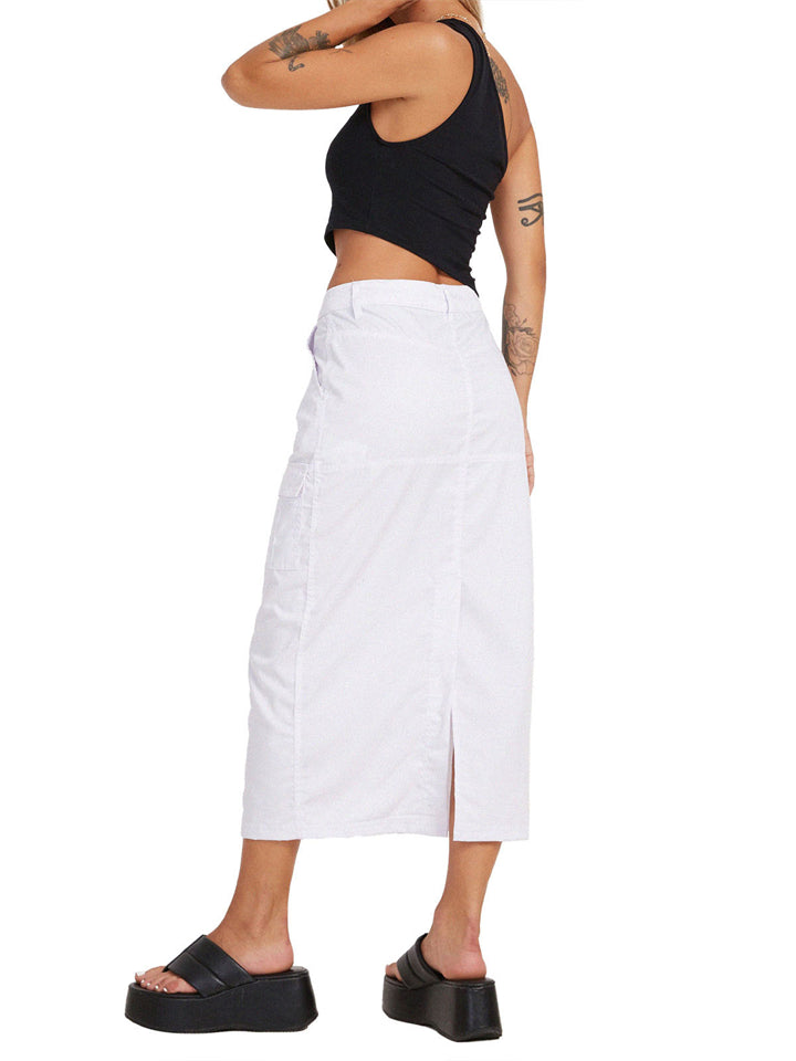 Women's Summer Back Slit Mid Length Fashion Denim Skirt