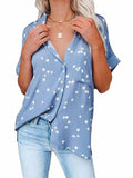 Five-pointed Star Print Casual Blouses for Ladies