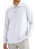 Men's Fall Lapel Long Sleeve Stripe Texture Golf Shirt