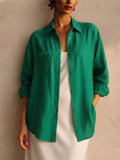 Womens Glossy Sun Protection Oversized Button Down Shirt