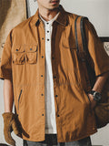 Men's Cool Multi Pockets Button Up Cargo Shirts