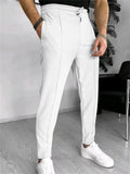 Men's Casual Solid Color Drawstring Waffle Pants