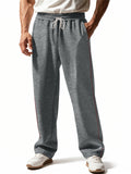 Men's Casual Solid Color Elastic Waist Wide Leg Sweatpants