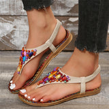 Women's Colorful Bead Flat Retro Beach Sandals