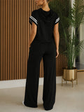 Womens Striped Sporty Hoodie Pants Matching Outfits
