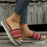 Women's Ethnic Style Thick Sole Woven Holiday Slippers