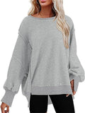 Women's Oversized Crew Neck Side Slit Street Sweatshirt
