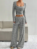Women's Stylish Comfy Slim Fit Striped Matching Set