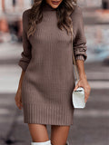 Fashion Cozy Long Sleeve Knitted Sweater Dresses for Women