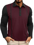 Male's Casual Autumn Contrast Color Long-sleeved Polo Shirts