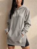 Women Casual Oversized Hoodie Long Sweatshirt with Side Slits