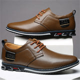 Men's Faux Leather Soft Solid Color Lace Up Flats Shoes