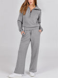 Women's Sports Lapel Sweatshirt + Casual Pants