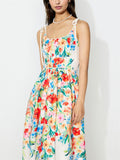 Trendy Women's High Rise Floral Print Strappy Maxi Dress