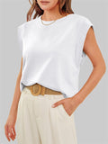 Female Casual Oversized Round Neck Sleeveless Shirt