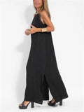 Cozy Flowy Cotton Linen Side Split Tank Dress for Women