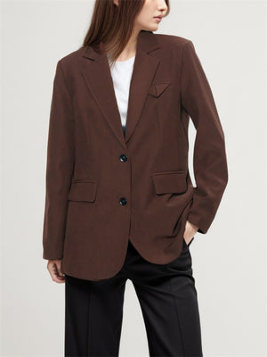 Regular Fit Coffee Blazer Coat for Women