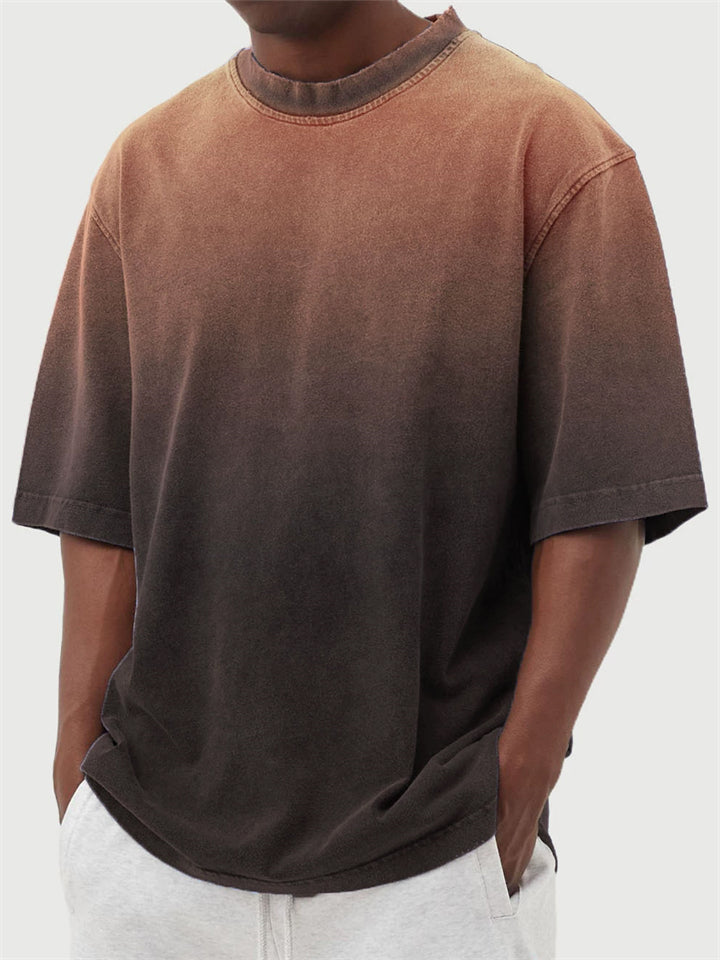 Men's Summer Trendy Distressed Gradient Short-sleeved T-shirt