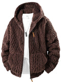 ‌Men's Fashion Cozy Zip Up Hooded Fleece Jacket for Winter