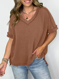 Women's Solid Color Pullover Split Patchwork T-Shirts