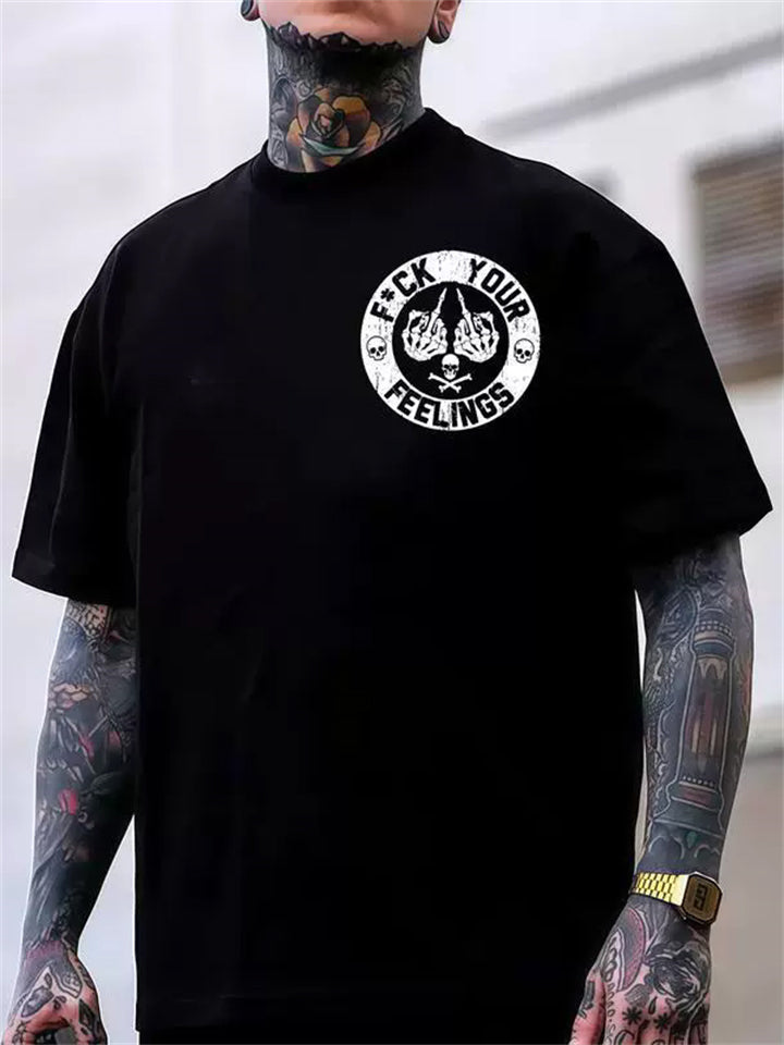 Men's Stylish Letters Skeleton Graphic Streetwear T-Shirts