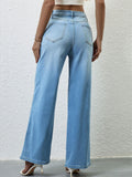 Women's Casual High Rise Straight Leg Denim Pants