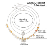 3Pcs/Set Dragonfly Irregular Stone & Mini Tree & Moon Pendant Necklaces