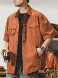 Men's Cool Multi Pockets Button Up Cargo Shirts