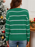 Women's  Contrast Color Striped Santa Claus Sequined Round Neck Sweaters