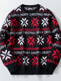 Men's Autumn Merry Christmas Jacquard Dropped Shoulder Sweaters