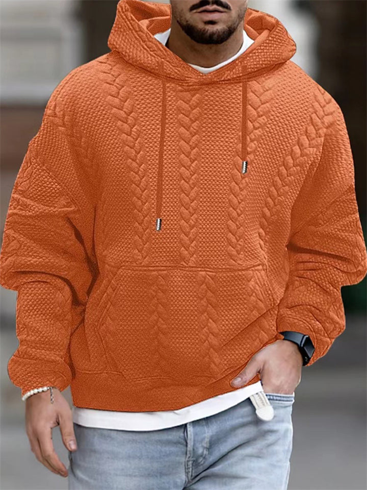 Men's Hooded Pullover Lantern Sleeve Cozy Sweatshirt with Pocket