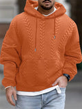 Men's Hooded Pullover Lantern Sleeve Cozy Sweatshirt with Pocket