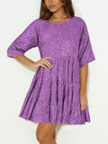 Beautiful Sequins Loose Short Fairy Dress for Women
