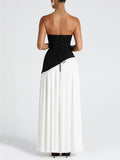 Women's Trendy Solid Color Strapless High Split Evening Dress