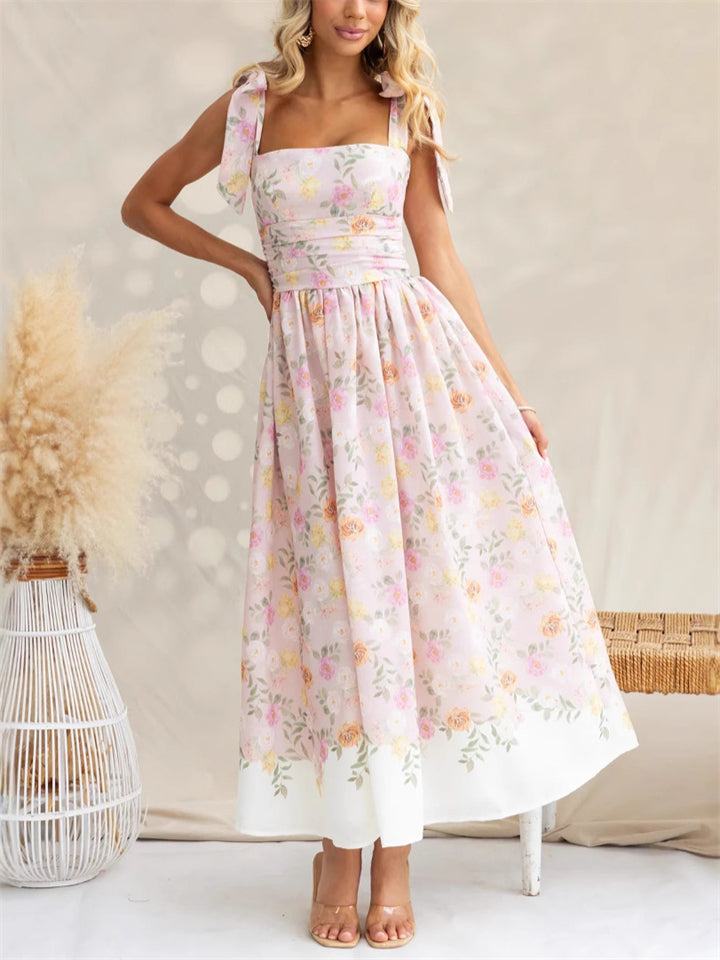 Women's Trendy Holiday Style Floral Print Strap Dress