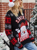 Women's Autumn Santa Claus Sequined Pattern Round Neck Sweaters
