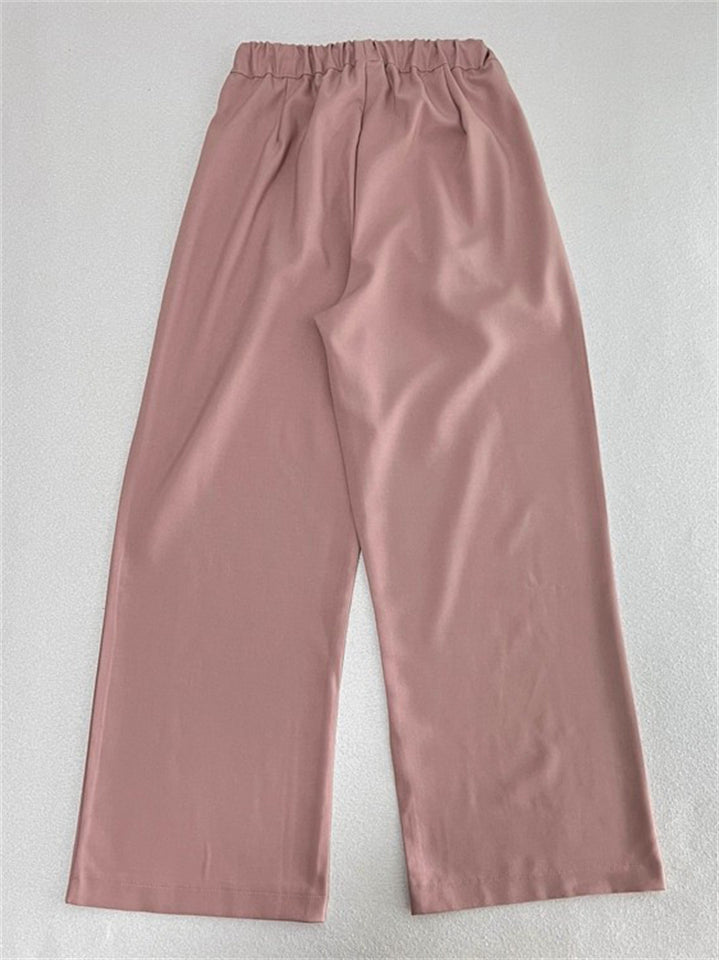 Women's Simple Solid Color Drawstring Elastic Waist Loose Pants