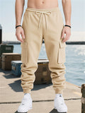 Male's Casual High Street Style Solid Color Pockets Cargo Jogger Trousers