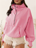 Female Trendy Long Sleeve Zipper Drawstring Sports Hoodies