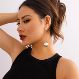 Vintage Long Chain Drop Faux Pearl Earrings for Lady