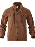 Men's Casual Solid Color Pockets Stand Collar Coat
