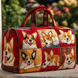 Patchwork Corgi Dog Pattern Canvas Weekender Duffle Bag