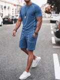 Men's Contrast Color Round Neck Quick-dry Top and Pants Set