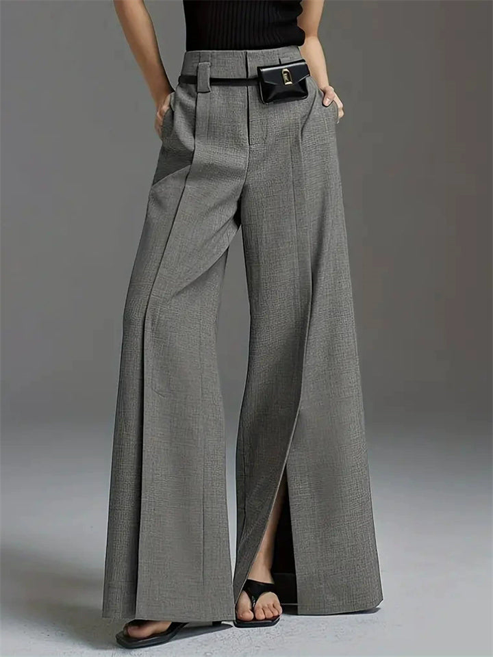 Women's Summer Chic Solid Color High Waist Split Wide Leg Pants