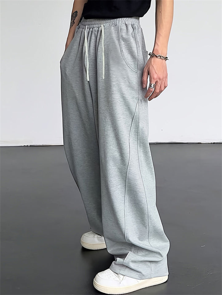 Men's Casual High Street Drawstring Loose Fit Trousers with Pockets