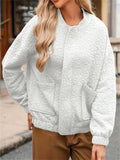 Women's Autumn Trendy Solid Color Texture Polo Collar Long Sleeve Coats